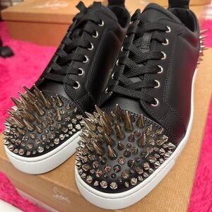 Christian Louboutin Black Leather Sneakers with Spikes Limited Edition